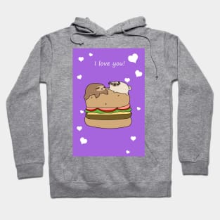 "I Love You" Sloth and Pug Burger Hoodie